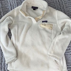 children’s white Patagonia fleece pull over